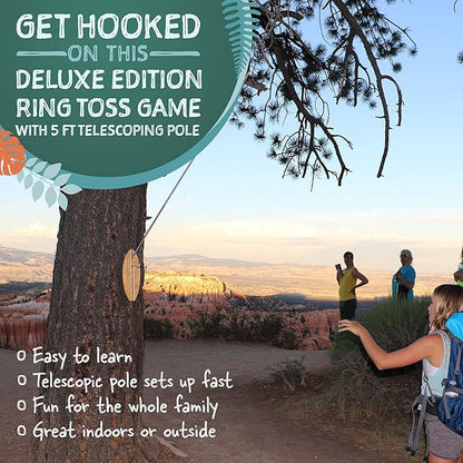 Tiki Toss Ring Toss Game for Adults & Kids - Hook and Ring Games with String and Hooks for Indoor/Outdoor Use, Man Cave Decor & Stuff, Gifts for Men - Standard or Deluxe 12.3" / Tiny 5"