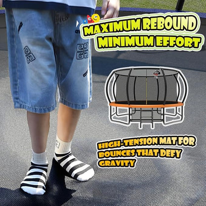 12 14 15 16FT Trampoline Outdoor with Basketball Hoop, Trampoline with Lights for Kids and Adults, Recreational Trampolin with Sprinkler, Stakes