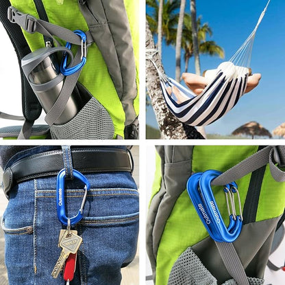 12kN 3.2"x2" Heavy-Duty Carabiner Clips - Durable, Lightweight Aluminum Alloy Carabiners for Hiking, Camping, Keychains, Dog Leashes, Hammocks & More
