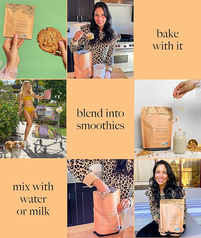 Truvani Vegan Pea Protein Powder | Peanut Butter | 20g Organic Plant Based Protein | 20 Servings | Keto | Gluten & Dairy Free | Low Carb | No Added Sugar