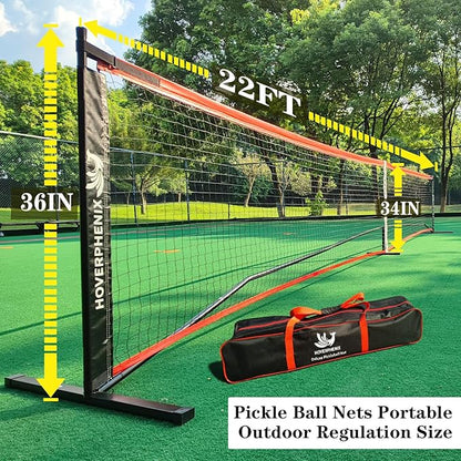 Pickleball Net for Driveway, Portable Pickleball Net System with Regualtion Size 22FT Pickle Ball Net, Outdoor Pickleballs, Carry Bag, Weather Resistant Metal Frame