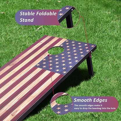 Cornhole Set, Regulation/Tailgate Size Cornhole Boards with 8 Bean Bags and Carrying Case, 4x2/3x2 Corn Hole Outdoor Game Toss Board for Adults Outside Activities