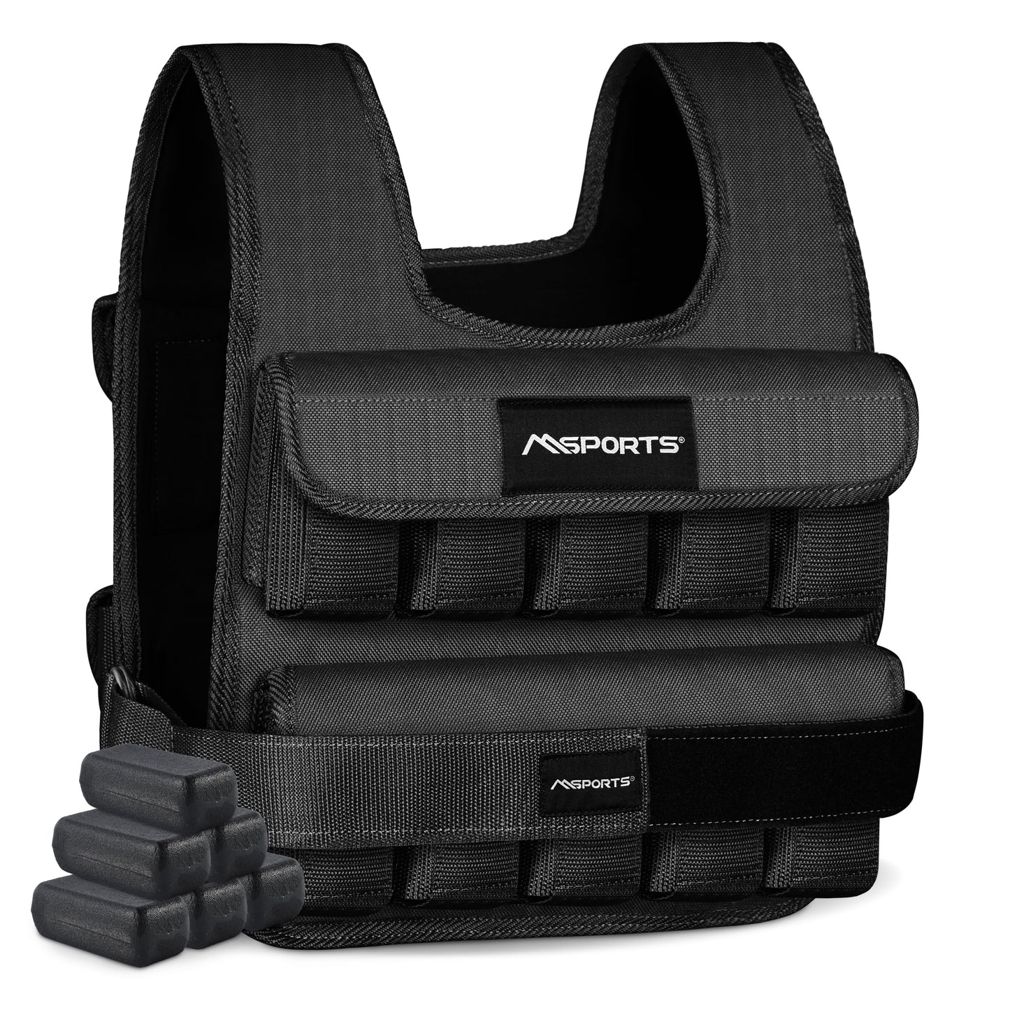 MSPORTS Premium Weighted Vest for Women & Men – Adjustable 11–65 lb, Running Vest, Walking Weighted
