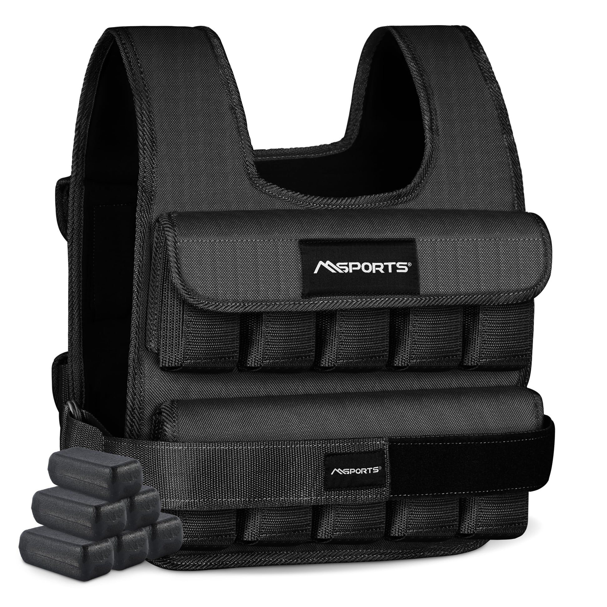 MSPORTS Premium Weighted Vest for Women & Men – Adjustable 11–65 lb, Running Vest, Walking Weighted
