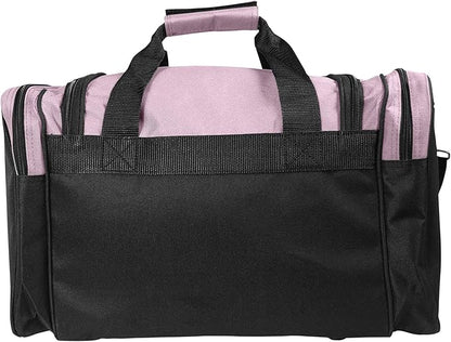 DALIX 17" Duffle Bag Dual Front Mesh Pockets (Black Gold Gray Dark Green Navy Blue Maroon Royal Blue Orange Pink Purple Red White