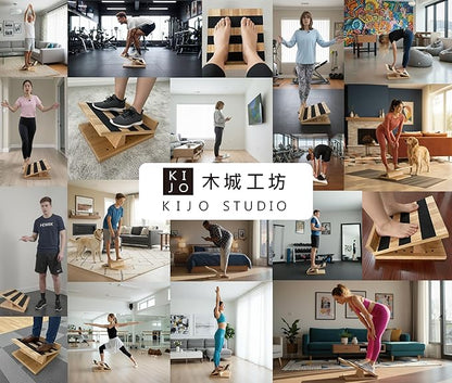 KIJO Studio Professional Wooden Calf Stretcher Slant Board 500 lbs Weight Capacity 16-Angle Adjustable Incline Calf Stretch Slant Board for Calf Stretching Exercise Squat & Physical Therapy