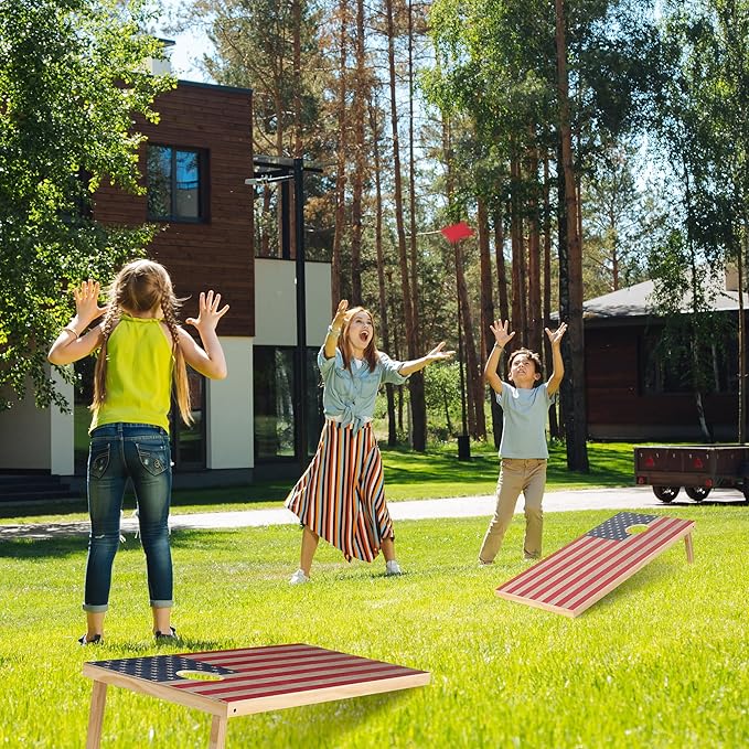 4 x 2 ft Solid Wood Cornhole Board Set with 8 Bean Bags and Carrying Bag, Premium Toss Game for Kids and Adults