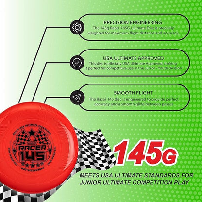Duncan Racer 145G Weighted Flying Disc - Ultimate Disc for Junior Division, Best for Beach and Outdoor Games, White