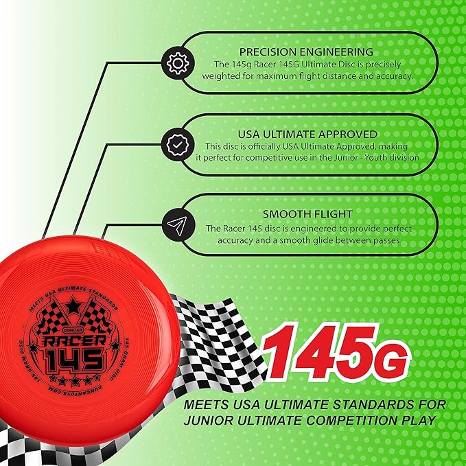 Duncan Racer 145G Weighted Flying Disc - Ultimate Disc for Junior Division, Best for Beach and Outdoor Games, Red
