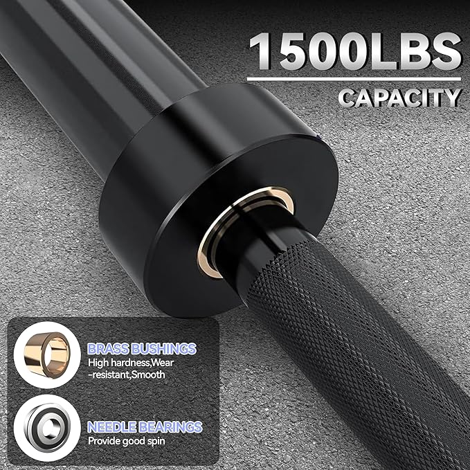 Barbell Bar for Weightlifting - 7FT Heavy Duty (1500LB/700LB), 4FT Short (500LB), 47" EZ Curl Bar - Fits 2" Standard Plates - Home Gym Strength Training