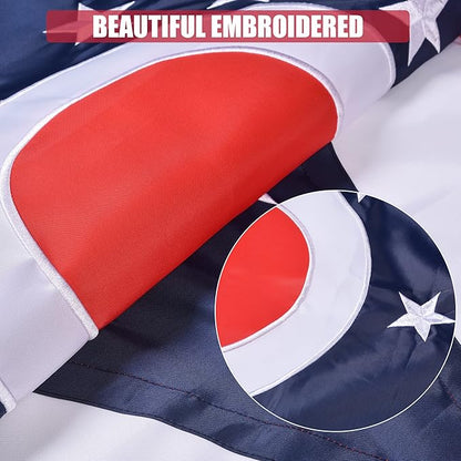 Ohio State Flag 3x5 Ft, Deluxe Embroidered Premium Polyester Durable OH Outside Flag, Indoor/Outdoor with Sewn Stripes and Brass Grommets
