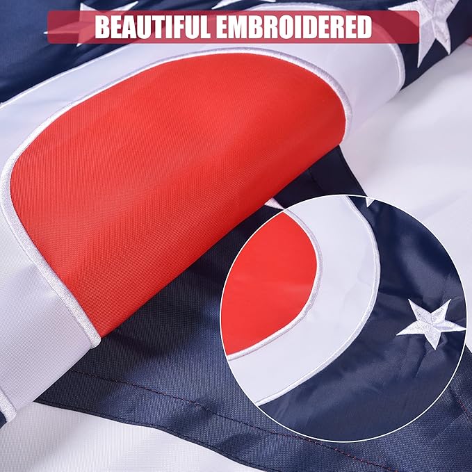 Ohio State Flag 6x10 Ft, Deluxe Full Embroidered Heavy Duty 100% Polyester Durable OH Outside Flags, Indoor/Outdoor, Sewn Stripes and Brass Grommets