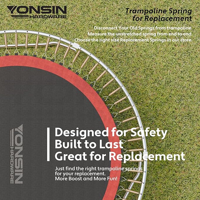 Trampoline Springs Heavy Duty with Swivel & Straight Hooks, Stainless Steel Trampoline Accessories Ideal Spring Replacement, Includes T-Hook Tool