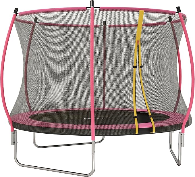 Soozier Trampoline Outdoor, Recreational Trampoline with Net Enclosure, Curved Poles and Safety Spring Cover for Kid Adults, ASTM Approved