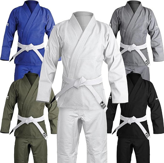 Hawk Sports Brazilian Jiu Jitsu Gi for Men and Women with Jacket, Pants, and White Belt for Martial