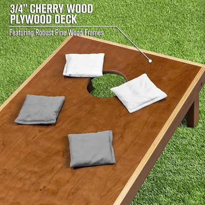 GoSports 4’ x 2’ Commercial Grade Cornhole Boards Set - Natural Wood Cornhole Boards, Choose from Different Bean Bag Color Combinations