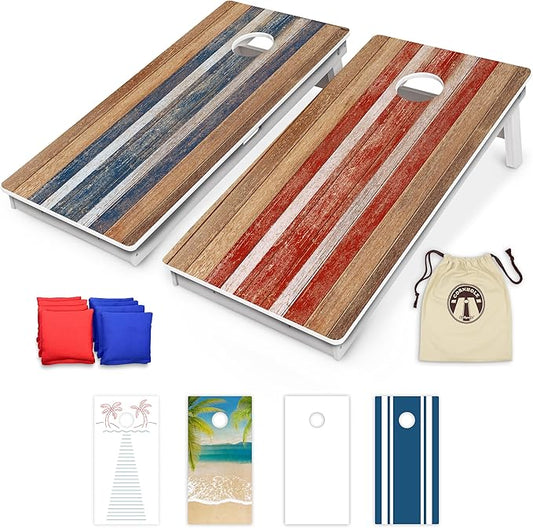 GoSports 4 x 2 ft Resort Collection All Weather Cornhole Boards - Choose Rustic, Beach, White DIY