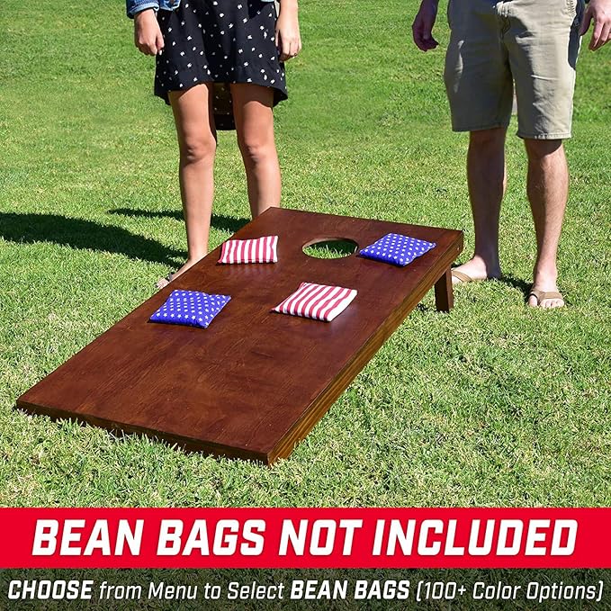 GoSports 4'x2' Regulation Size Wooden Cornhole Boards Set with Dark Brown Varnish | Includes Carrying Case and Bean Bags (Choose Your Colors) Over 100 Color Combinations