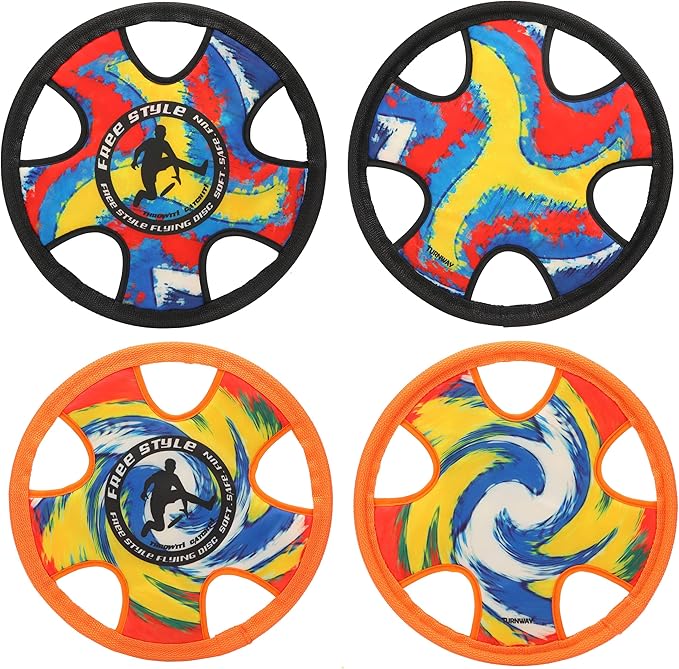 Outdoor Two Soft Frisbee Throwing Disc, Flying Disc, Flying Saucer for Man and Woman in Yard, Beach, Lawn, Camping, Pool (Hurricane+ Inkjet)