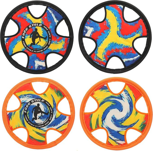 Outdoor Two Soft Frisbee Throwing Disc, Flying Disc, Flying Saucer for Man and Woman in Yard, Beach, Lawn, Camping, Pool (Hurricane+ Inkjet)