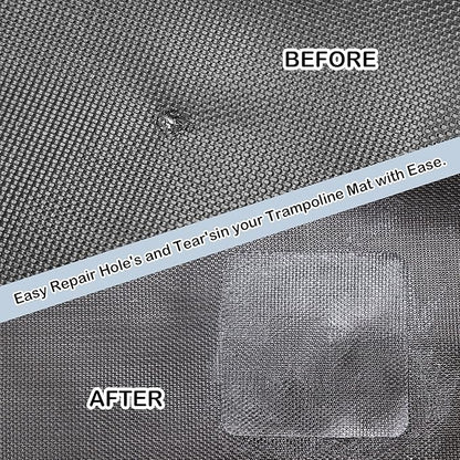 Trampoline Patch Repair Kit 4"X 4" Square On Patches | Repair Trampoline Mat Tear or Hole in a Trampoline Mat