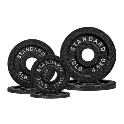 CAP Barbell Cast Iron Olympic Black Weight Plate, Set 2.5 lb x2, 5 lb x2 lb, 10 lb x2