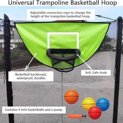Trampoline Basketball Hoop, with Pump and 4 Mini Balls, Easy to Install, Universal Trampoline Accessories, Trampolines Basketball for Dunking