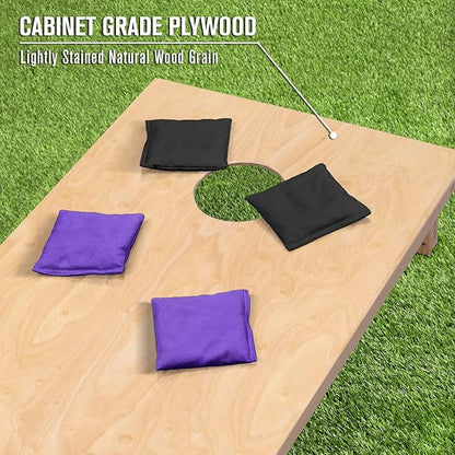 GoSports Regulation Size Wooden Cornhole Set with Natural Wood Finish - Includes Carrying Case