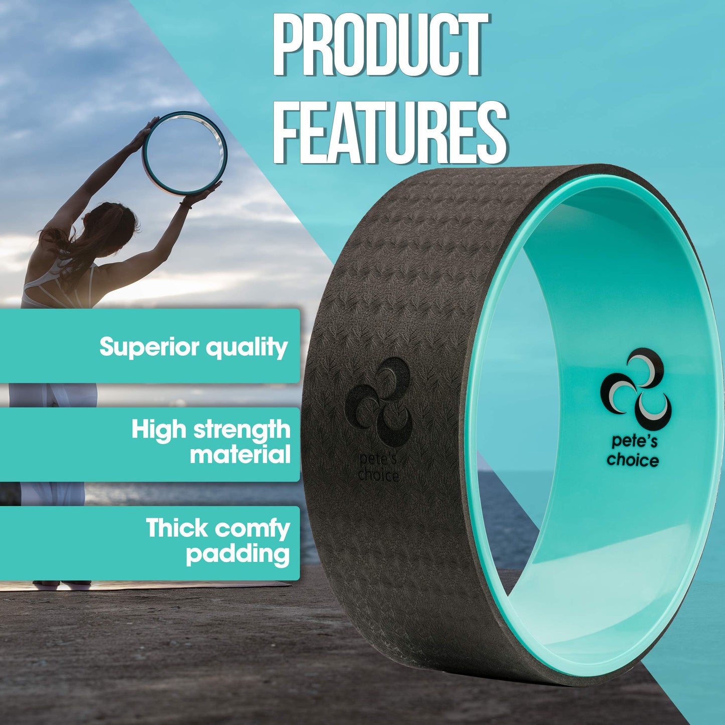 Yoga Wheel for Back Pain Relief - Beginners Guide & Strap Included
