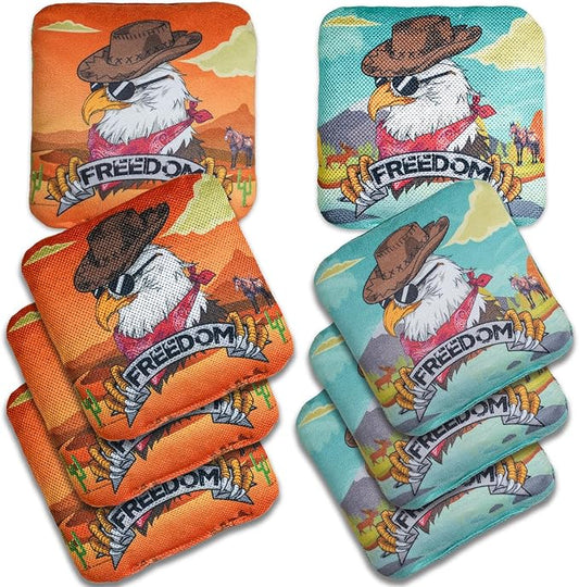 EunHo Cornhole Bags Regulation Dual Sided Set of 8, Professional Cornhole Bean Bags Slick & Sticky