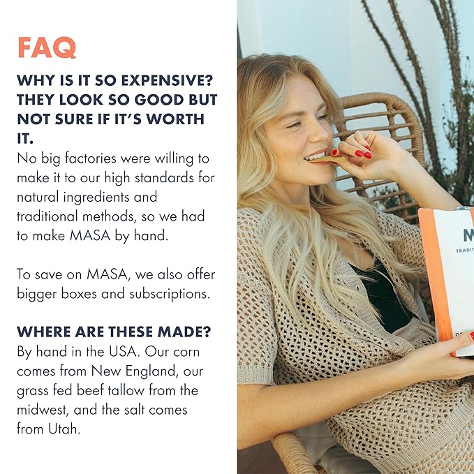 MASA Chips - Lime Flavored Tortilla Chips, Handmade Corn Chips & Crisps - Naturally Grown White Corn, Made with Grass Fed Tallow & Sea Salt - 6 Pack, 5 Ounce Each