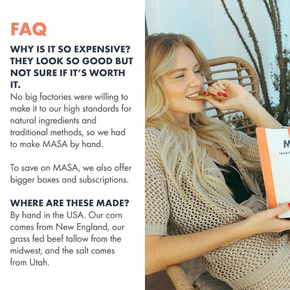 MASA Chips - Lime Flavored Tortilla Chips, Handmade Corn Chips & Crisps - Naturally Grown White Corn, Made with Grass Fed Tallow & Sea Salt - 6 Pack, 5 Ounce Each