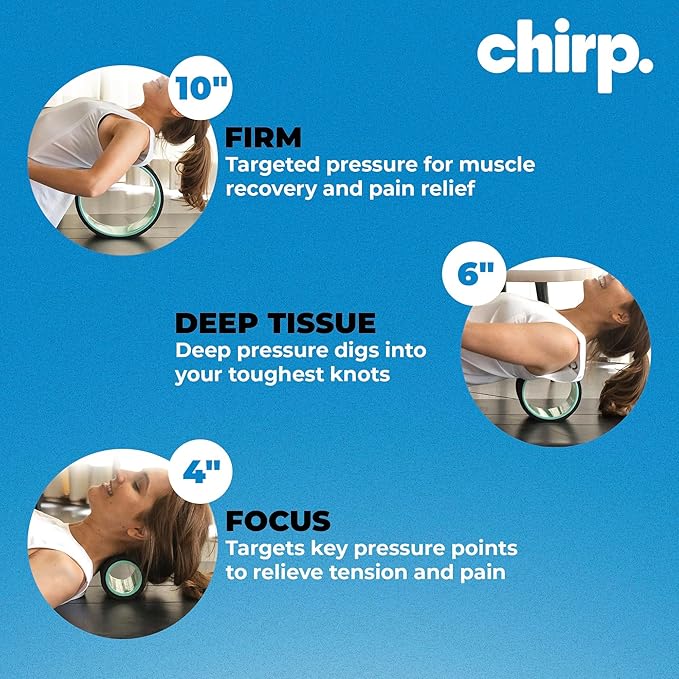 Chirp Wheel Foam Roller ??Targeted Back & Neck Relief, Lumbar Spine Stretcher, Spinal Decompression Back Stretcher, Massage Roller with Density Foam for Physical Therapy, Supports 500lbs, 3-Pack Mint