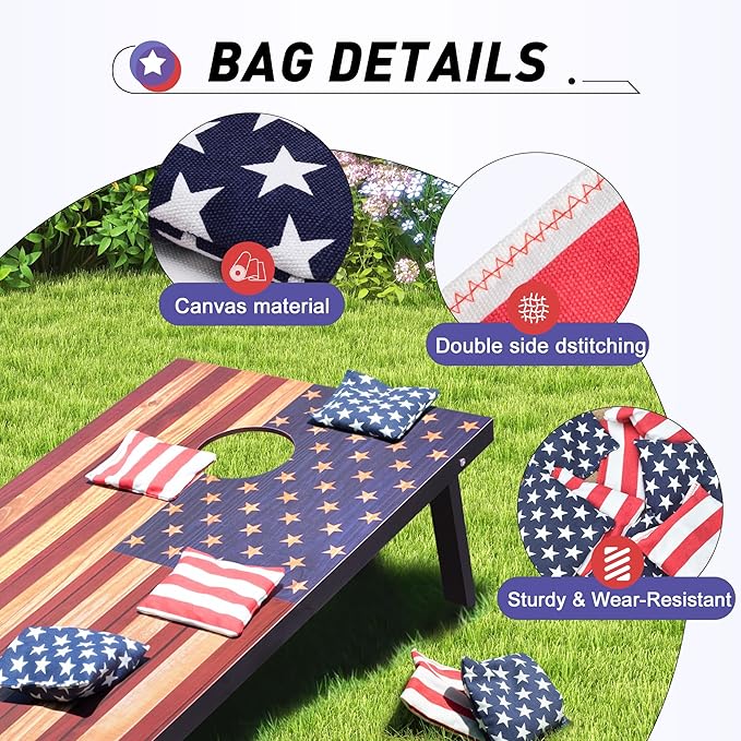 4x2 Ft Cornhole Boards Set, Premium Regulation Size Cornhole Boards with 8 All-Weather Bean Bags, Carrying Case and Scoreboard