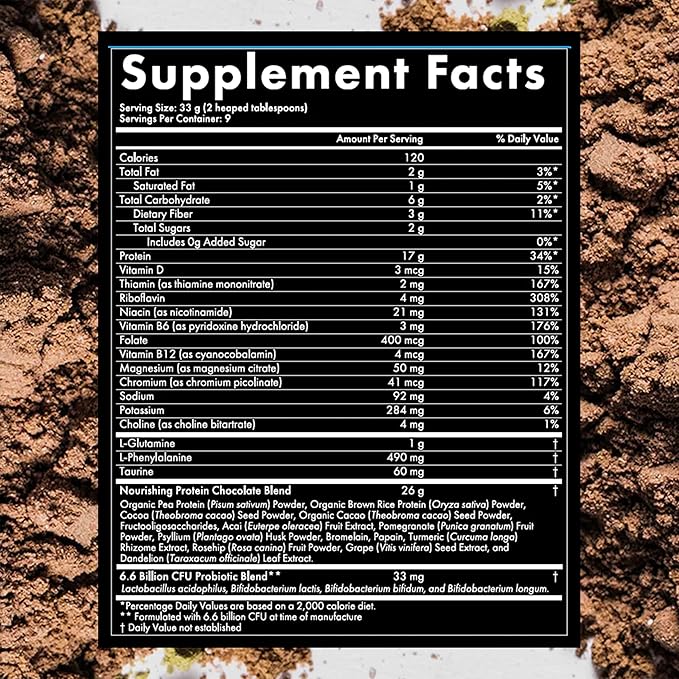 WelleCo, Nourishing Protein, Premium Organic Sprouted Brown Rice & Pea Protein, Chocolate Flavour, 300g (10.5oz) Pouch