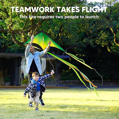 JOYIN Large Delta Kite Red, Green and Purple, Easy to Fly Huge for Kids and Adults with 262.5ft String, Large Delta Beach Kite for Outdoor Games and Activities