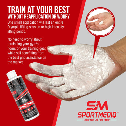 SPORTMEDIQ Pro Grade Liquid Chalk – Mess Free Professional Hand Grip for Gym, Weightlifting, Rock