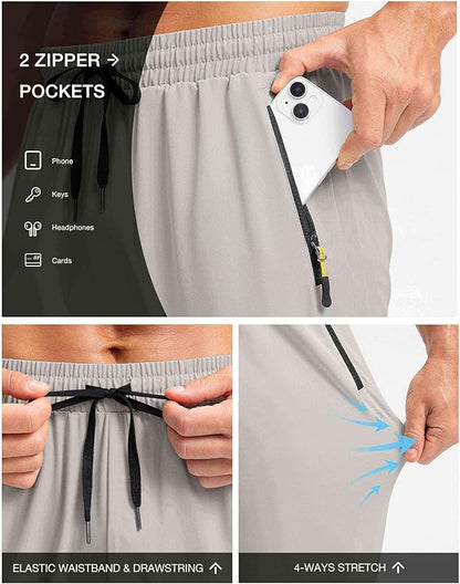 Pudolla Men's Lightweight Hiking Pants Quick-Dry Outdoor Sweatpants with Zipper Pockets for Casual Travel Athletic Workout