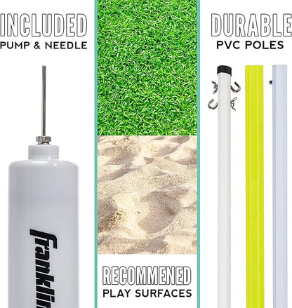 Franklin Sports Fun 5 Combo Outdoor Game Set - Backyard, Beach + Camping Games for Kids - Badminton, Volleyball, Flip Toss, Flying Disc - Horseshoes or Ring Toss