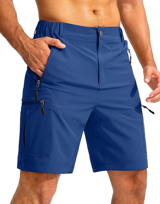 Pudolla Men's Hiking Cargo Shorts 9" Lightweight Outdoor Work Shorts for Men Travel Golf Camping
