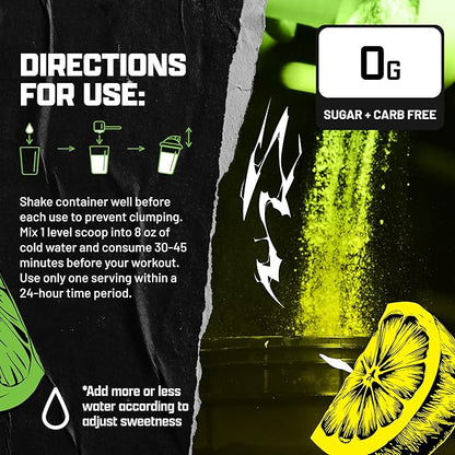 Outrage Ultra HIGH STIM Pre-Workout Powder for Men | 400mg Caffeine, L-Citrulline, Beta-Alanine, Creatine | Extreme Energy, Focus, Strength & Endurance (30 Servings, Lemon Lime)