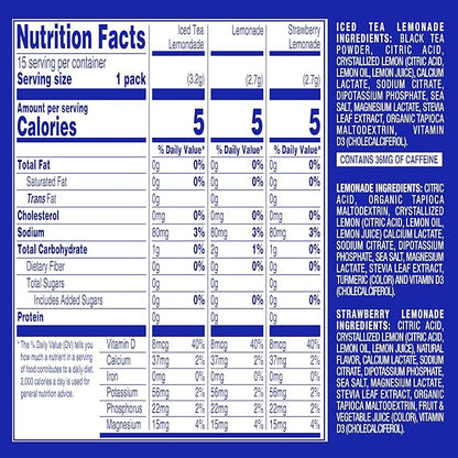 GoHydrate Instant Hydration Powder Packets - Low Sodium Electrolytes Drink Mix - Natural Hydration Support, Sugar Free Electrolyte Flavored Powder Drink with Vitamin D, 15 Packs, Lemonade Mixed