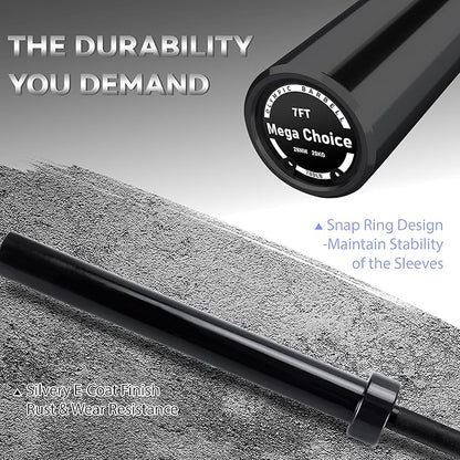 Barbell Bar for Weightlifting - 7FT Heavy Duty (1500LB/700LB), 4FT Short (500LB), 47" EZ Curl Bar - Fits 2" Standard Plates - Home Gym Strength Training