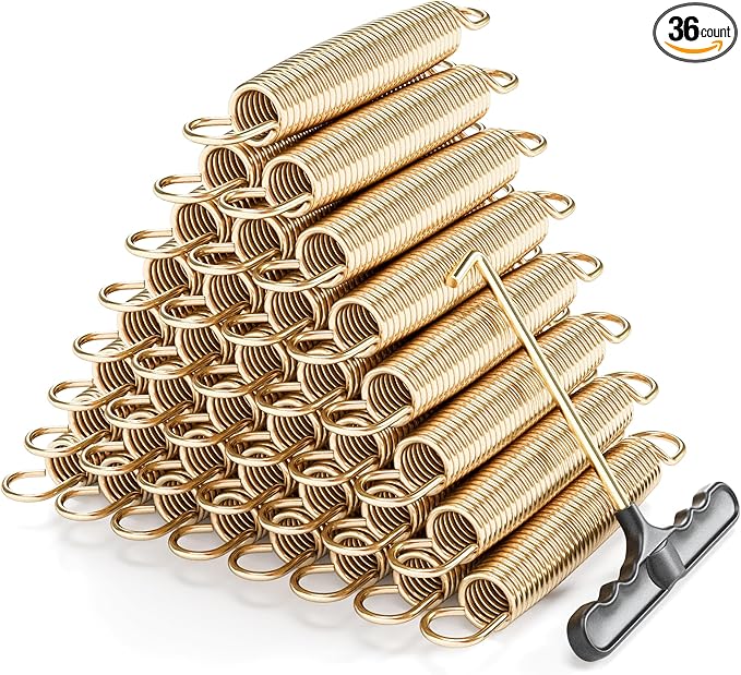 Trampoline Springs Heavy Duty with Swivel & Straight Hooks, Stainless Steel Trampoline Accessories Ideal Spring Replacement, Includes T-Hook Tool