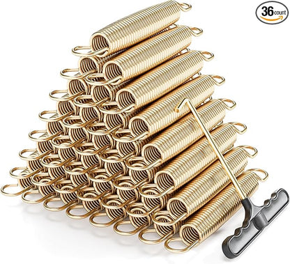 Trampoline Springs Heavy Duty with Swivel & Straight Hooks, Stainless Steel Trampoline Accessories Ideal Spring Replacement, Includes T-Hook Tool