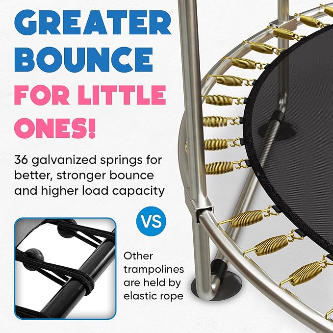 Toddler Trampoline for Kids Ages 3-8 - 5 ft Toddler Trampoline with Net, Basketball Hoop, Ocean Balls, Boxing Bag, Hammock - Indoor and Outdoor for Kids, Backyard