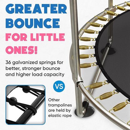 Toddler Trampoline for Kids Ages 3-8 - 5 ft Toddler Trampoline with Net, Basketball Hoop, Ocean Balls, Boxing Bag, Hammock - Indoor and Outdoor for Kids, Backyard