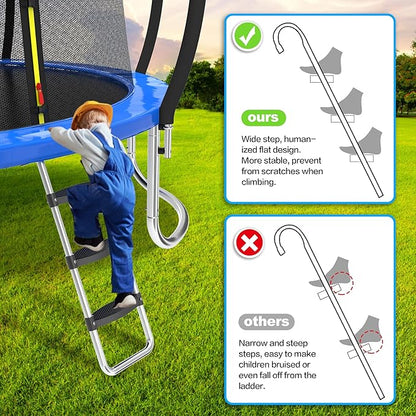 Trampoline Ladder Slide Kit, Trampoline Universal 3 Steps Wide Ladder & Buffer Slide,Universal Step Slider for 10ft 12ft 14ft 15ft 16ft Trampoline, Easy to Climb and Slider for Children/Kids