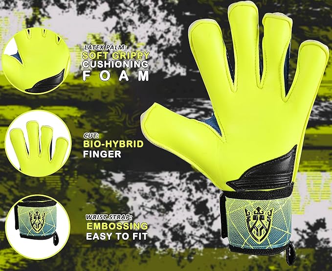 Soccer Goalie Goalkeeper Gloves for Kids Boys Youth & Adult,Latex Strong Grip Palms with Removable Finger Spines Protection Children Football Gloves for Training/Match(Sizes 5-10,6 Styles)