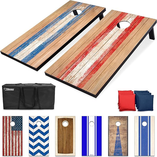 GoSports Portable Cornhole Sets, 8 Styles – Choose 4 x 2 ft or 3 x 2 ft - Boards Include 8 Bean